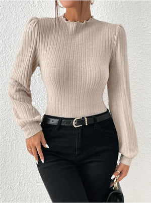 Trim high collar long sleeve slim witner top - Negative Apparel