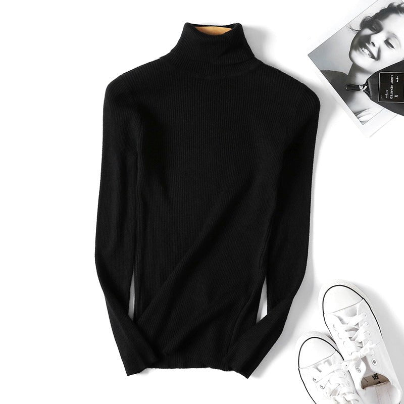 Turtleneck sweater long sleeve slim fit solid color high neck - Negative Apparel