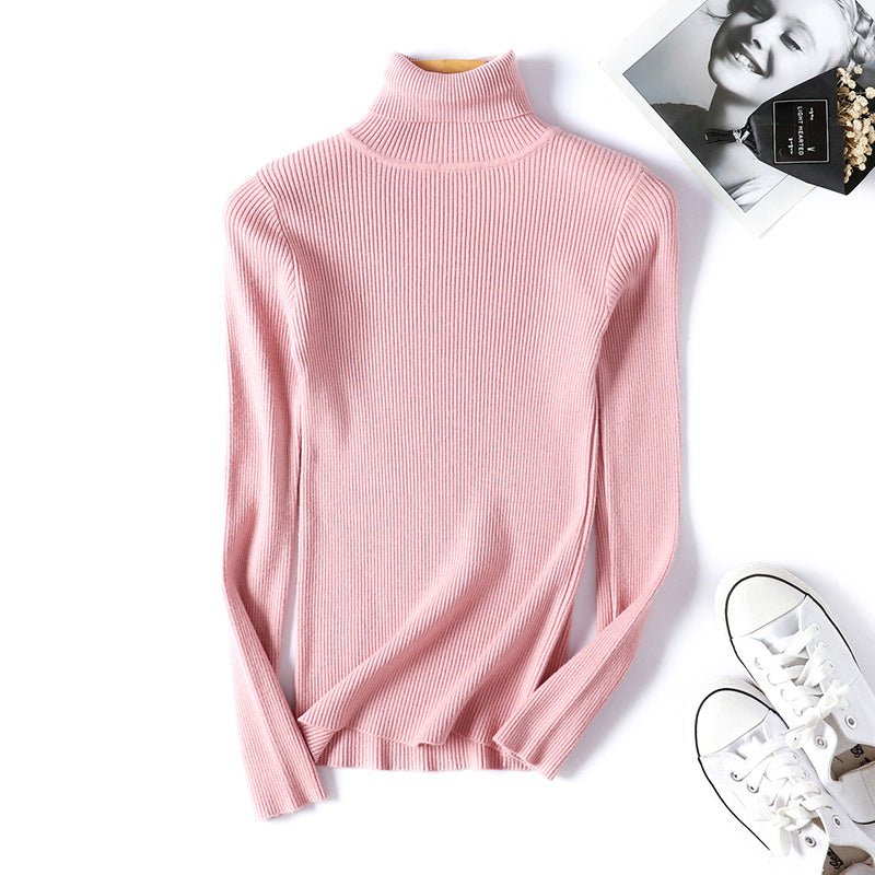 Turtleneck sweater long sleeve slim fit solid color high neck - Negative Apparel