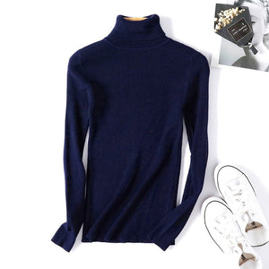 Turtleneck sweater long sleeve slim fit solid color high neck - Negative Apparel