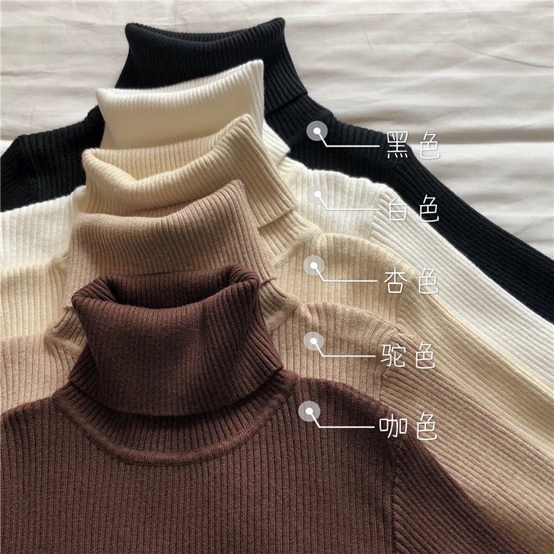 turtleneck sweater women's autumn and winter Korean version of foreign style slim - fitting versatile knitted bottoming shirt with long - sleeved pullover inside and outside - Negative Apparel