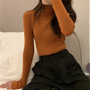 turtleneck sweater women's autumn and winter Korean version of foreign style slim - fitting versatile knitted bottoming shirt with long - sleeved pullover inside and outside - Negative Apparel