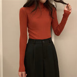 turtleneck sweater women's autumn and winter Korean version of foreign style slim - fitting versatile knitted bottoming shirt with long - sleeved pullover inside and outside - Negative Apparel