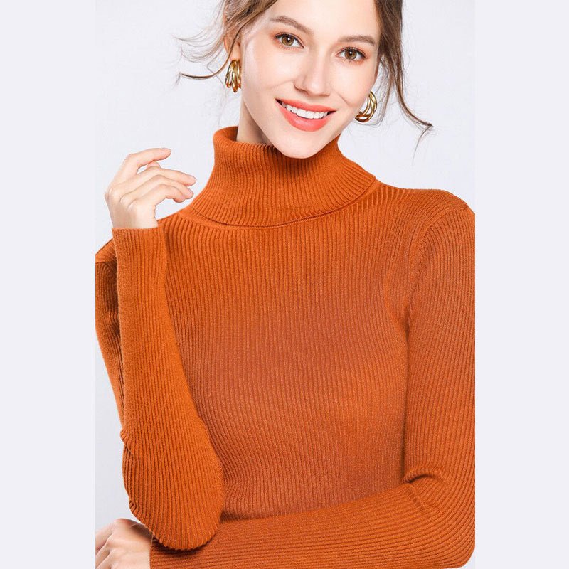 turtleneck sweater women's autumn and winter Korean version of foreign style slim - fitting versatile knitted bottoming shirt with long - sleeved pullover inside and outside - Negative Apparel