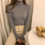 turtleneck sweater women's autumn and winter Korean version of foreign style slim - fitting versatile knitted bottoming shirt with long - sleeved pullover inside and outside - Negative Apparel
