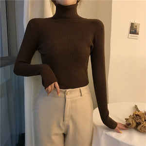 turtleneck sweater women's autumn and winter Korean version of foreign style slim - fitting versatile knitted bottoming shirt with long - sleeved pullover inside and outside - Negative Apparel
