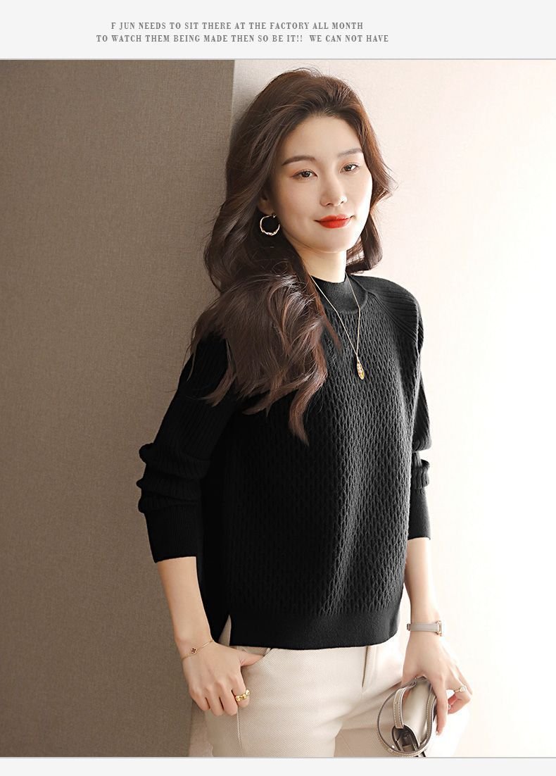 Two wool core - spun yarn sweater women's semi - turtleneck autumn and winter new inner top loose - knit thickened bottoming shirt - Negative Apparel