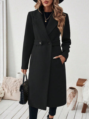 Uhlyne Flat Collar Solid Color Pocket With Belt Long Sleeve Autumn/Winter Coat Jacket FD - Negative Apparel