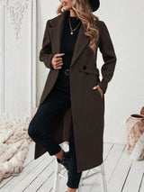 Uhlyne Flat Collar Solid Color Pocket With Belt Long Sleeve Autumn/Winter Coat Jacket FD - Negative Apparel