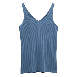 V - neck camisole for women, ice silk knitted top - Negative Apparel