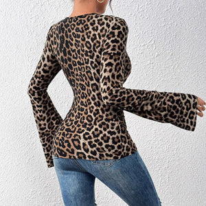 V - neck horn sleeves slim - fitting sexy knitted T-shirt top women's clothing - Negative Apparel