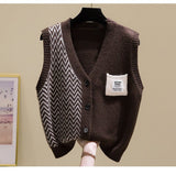 V - neck knitted sleeveless vest knitted cardigan - Negative Apparel