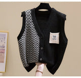 V - neck knitted sleeveless vest knitted cardigan - Negative Apparel