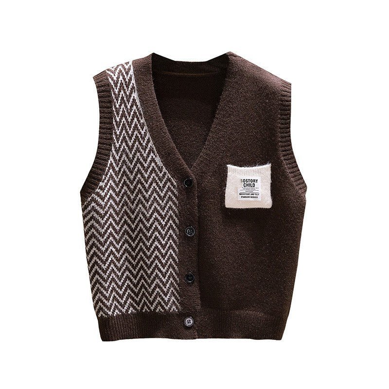 V - neck knitted sleeveless vest knitted cardigan - Negative Apparel