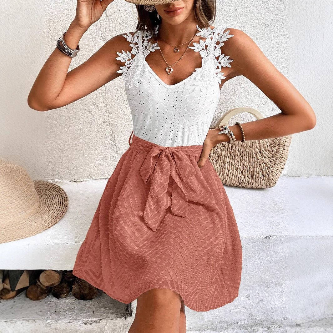 V - neck waist and thin temperament commuting niche design dress - Negative Apparel
