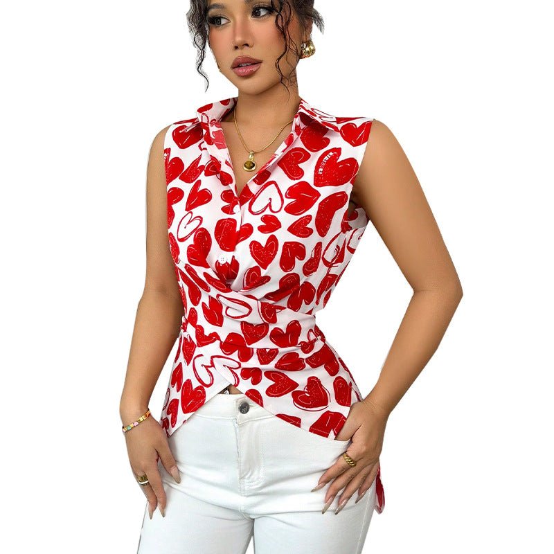 Vacation wind lapel strap shirt top - Negative Apparel