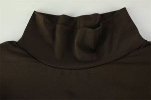 Verona Rib | Turtleneck Spliced Tie - Waist Maxi Dress - Negative Apparel