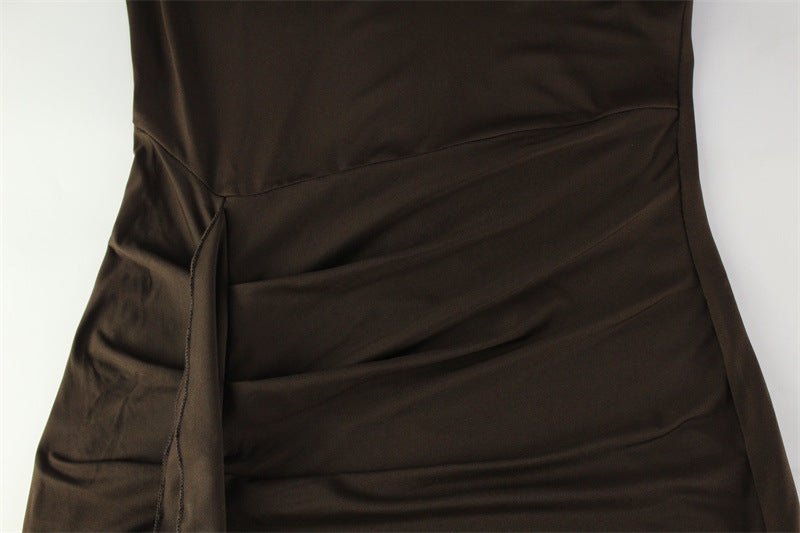 Verona Rib | Turtleneck Spliced Tie - Waist Maxi Dress - Negative Apparel