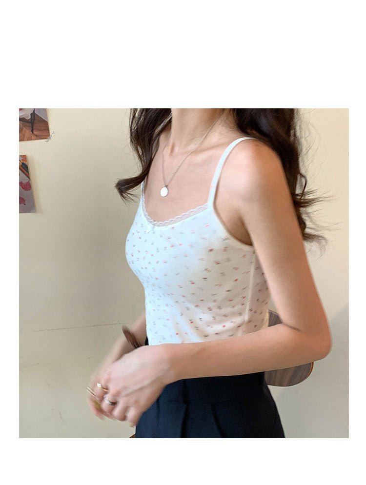 Vest women 2025 summer new style girls Japanese style inner wear lace floral small sling outer wear clothes women's clothing - Negative Apparel