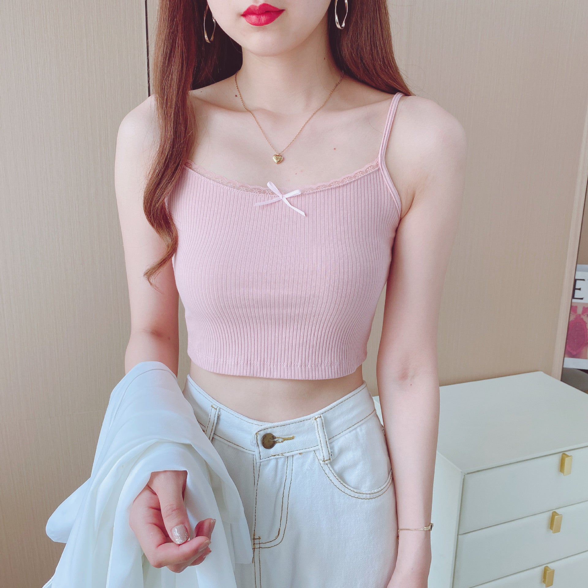 Vest women 2025 summer new style girls Japanese style inner wear lace floral small sling outer wear clothes women's clothing - Negative Apparel