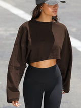 Washed Vintage Sweatshirt Trendy Short Knit Pullover – Long Sleeve Active Yoga Top - Negative Apparel