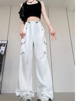 White American overalls women's spring, autumn and summer 2025 new high waist drape wide leg sweatpants casual slimming sports pants - Negative Apparel