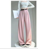 White suit pants drape pants women's new spring and autumn high - grade drape straight pants small casual wide - leg pants - Negative Apparel