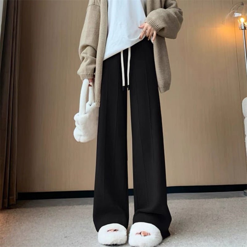 Wide - leg pants for women 2024 new high waist drape loose soft & straight mopping pants for women - Negative Apparel