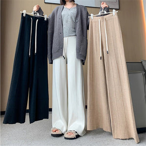 Wide - leg pants for women 2024 new high waist drape loose soft & straight mopping pants for women - Negative Apparel