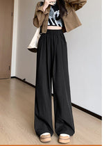 Wide - leg pants for women Spring women's petite 2025 new high waist drape casual straight pants lazy style Yamamoto pants - Negative Apparel