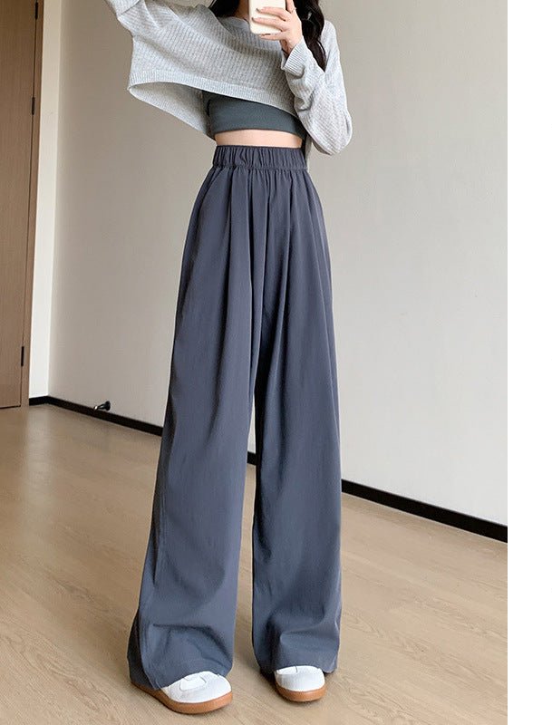 Wide - leg pants for women Spring women's petite 2025 new high waist drape casual straight pants lazy style Yamamoto pants - Negative Apparel