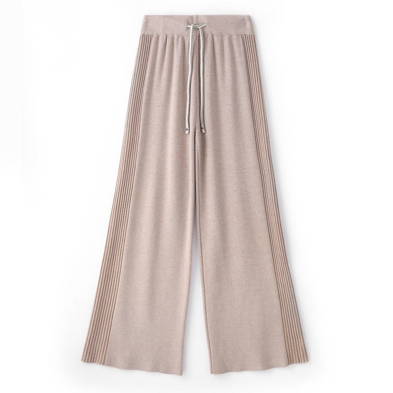 Wide - leg pants with side pleats and ribs, thickened, loose and slim - fitting lounge pants for women - Negative Apparel