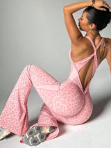 Wild Pulse | Cross - Back Seamless Leopard Jumpsuit - Negative Apparel