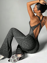 Wild Pulse | Cross - Back Seamless Leopard Jumpsuit - Negative Apparel