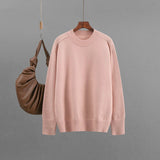 Winter new basic round neck solid color loose pullover sweater women's knitted bottoming shirt top - Negative Apparel
