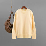 Winter new basic round neck solid color loose pullover sweater women's knitted bottoming shirt top - Negative Apparel