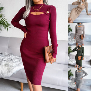 Winter sxy hollow bodycon knitted dress - Negative Apparel