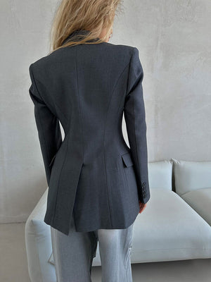 Winter V - neck blazer for women high - end ins slim suit light luxury design suit jacket - Negative Apparel