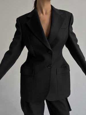 Winter V - neck blazer for women high - end ins slim suit light luxury design suit jacket - Negative Apparel