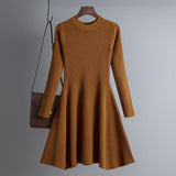 Winter women's clothing knitted long - sleeved solid color slim - fitting dress - Negative Apparel