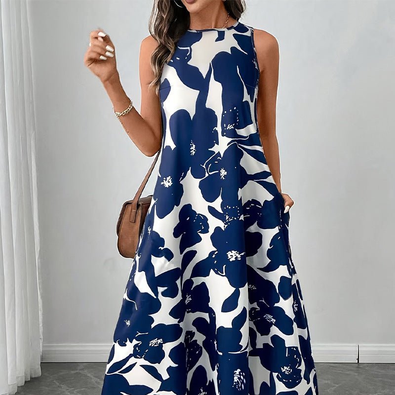 wish 2025 summer an and n temperament dress polyester sleeveless vest dress A - line skirt - Negative Apparel