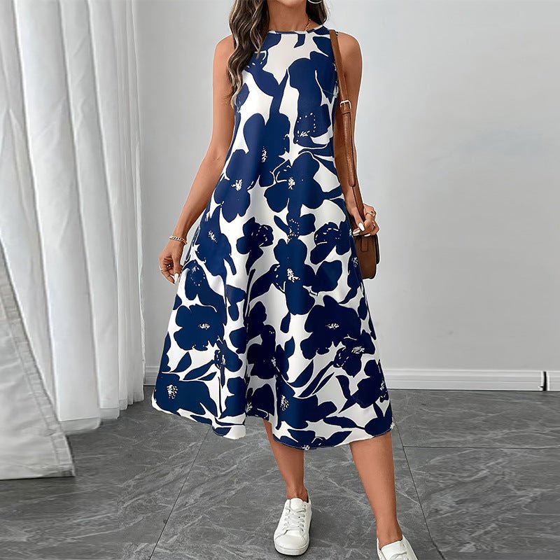 wish 2025 summer an and n temperament dress polyester sleeveless vest dress A - line skirt - Negative Apparel