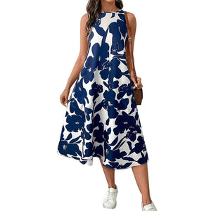 wish 2025 summer an and n temperament dress polyester sleeveless vest dress A - line skirt - Negative Apparel