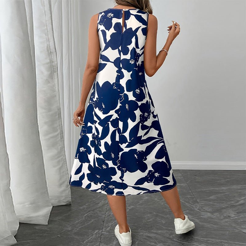 wish 2025 summer an and n temperament dress polyester sleeveless vest dress A - line skirt - Negative Apparel