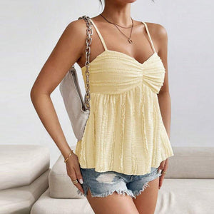 wish suspenders women's clothing 2025 summer an and n sexy small vest wrinkled solid color top - Negative Apparel