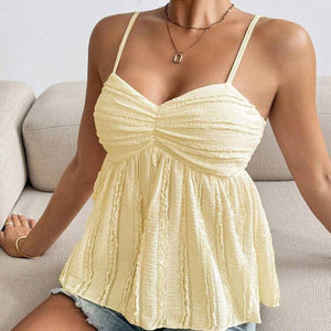 wish suspenders women's clothing 2025 summer an and n sexy small vest wrinkled solid color top - Negative Apparel