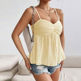 wish suspenders women's clothing 2025 summer an and n sexy small vest wrinkled solid color top - Negative Apparel