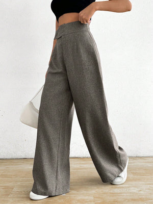 Women Asymmetric Waist Loose Casual Wide Leg Pants - Negative Apparel