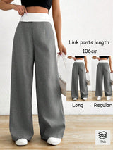 Women Asymmetric Waist Loose Casual Wide Leg Pants - Negative Apparel