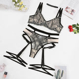 Women collar garter set embroidery mesh stitching fun five - piece lingerie set - Negative Apparel